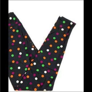 LuLaRoe Black Leggings with Colorful Polka Dots